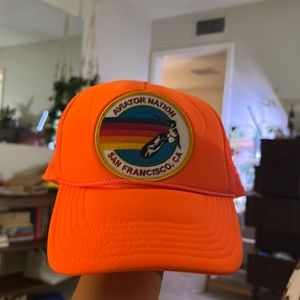 Rare neon orange aviator trucker hat San Francisco